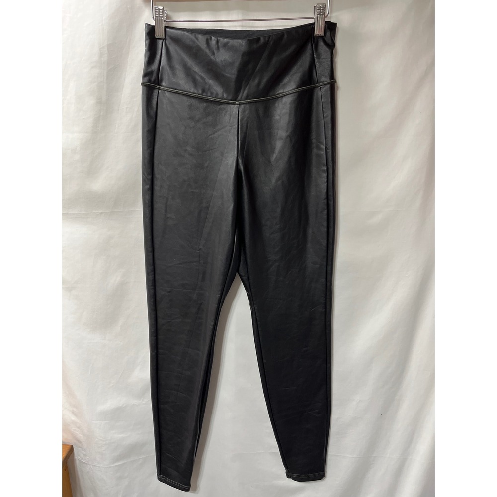 Athleta Womens Black Faux‎ Leather High Rise Leggings Pants Small S Black